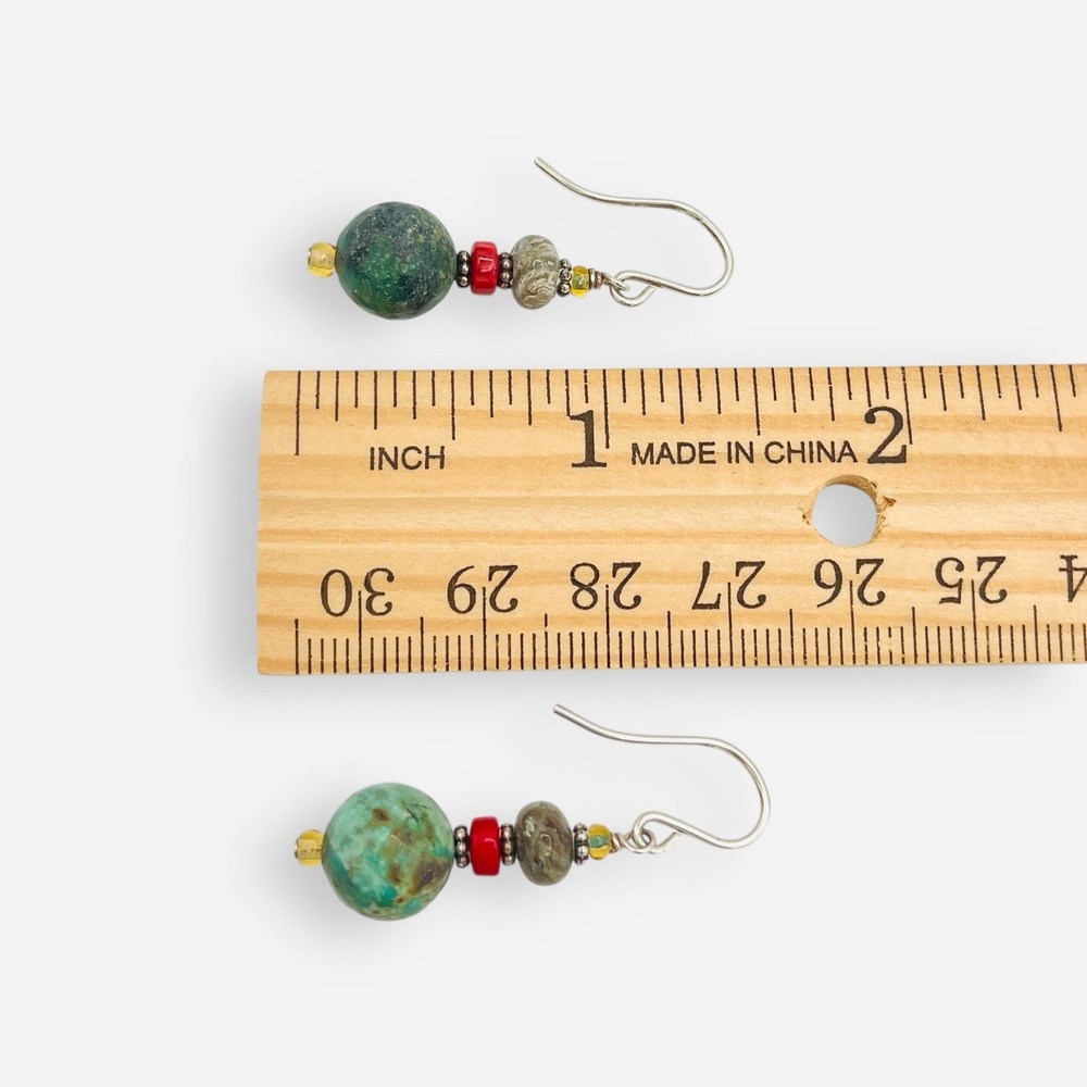 Sundance Catalog Earrings Sterling Silver‎ Turquoise Coral Dangle Drop Beaded - Picture 6 of 6